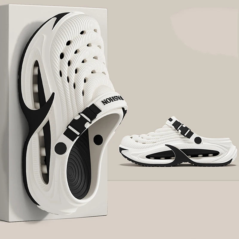 Fashion Hollow Out Thick Bottom Sports Sandals Men Eva Soft Sole Summer Clogs Sandals Men Non Slip Outdoor Driving Beach Sandles