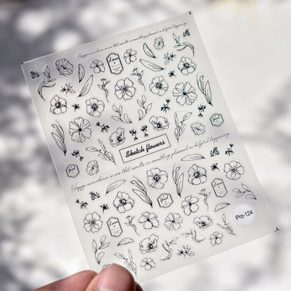 Red Butterfly 5D Nail Sticker Nail Art Decoration Spring Flowers Nail Art Decal Relief Sticker Press on Nails