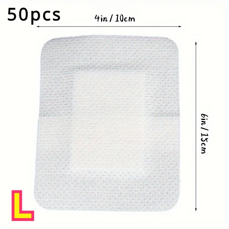 50pcs Large Hypoallergenic Wound Dressing, Non-Woven Medical Adhesive Bandage for First Aid, Breathable Water-Resistant Patch