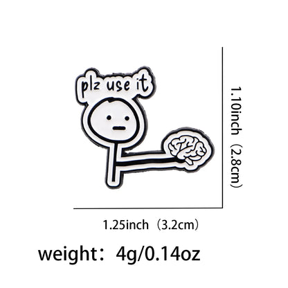 Funny Quotations plz use it Enamel Pin Flower Badges Lapel Pins for Clothes Backpacks Raccon Brooch Jewelry Gifts for Friends