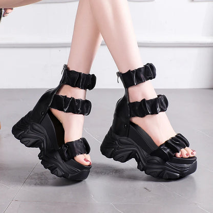 Women's Zip-Back Platform Wedge Sandals