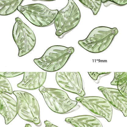 100pcs Acrylic Mini Small Tree Leaf Hand Beaded DIY Handmade Necklace Earrings Loose Bead Separated Bead Jewelry Accessory Mater
