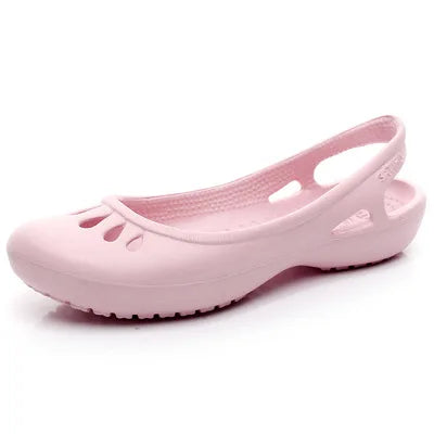 Summer Lightweight Non-Slip Hole Shoes Women's Flat Sandals Nurse Shoes Casual Jelly Beach Shoes Female Waterproof Flip Flops