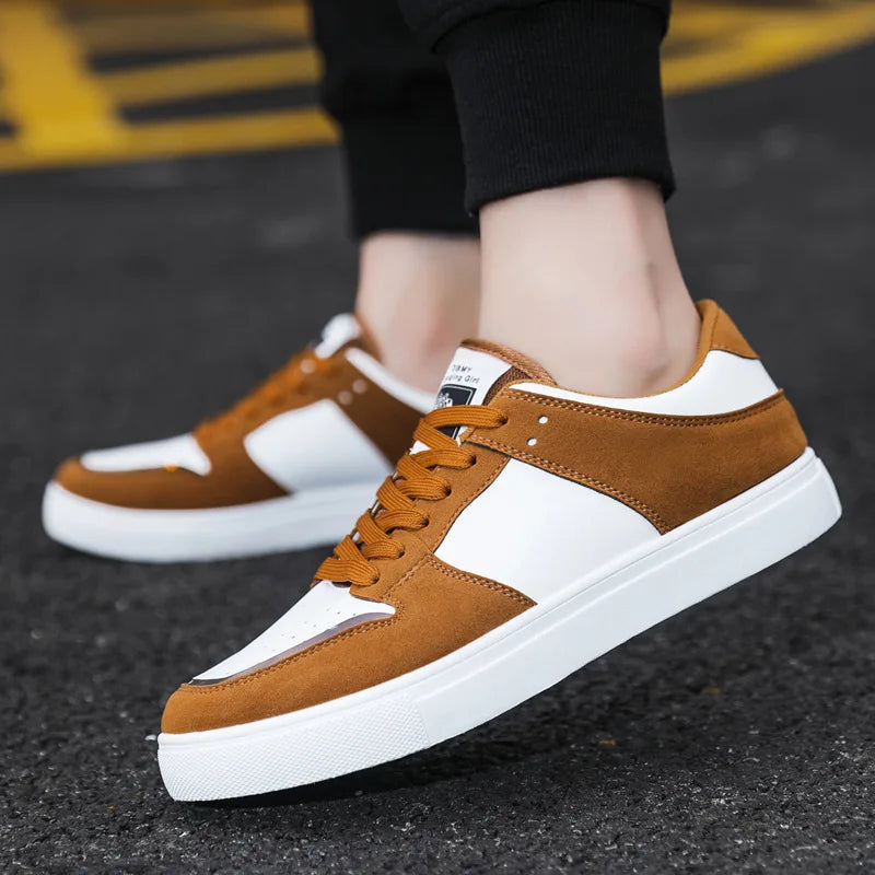 White Vulcanized Sneakers Men's Flat Comfortable Shoes Lace up Zapatillas Hombre Casual Walking Sneakers Plus Size 39-48