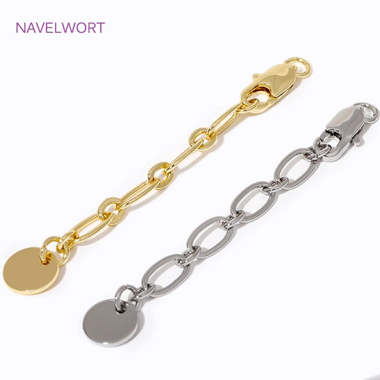 1/3/5Pcs/Lot 18K Gold Plated Round Extension Chain For Jewelry Making,Brass Extended Tail Chain DIY Necklace Accessories