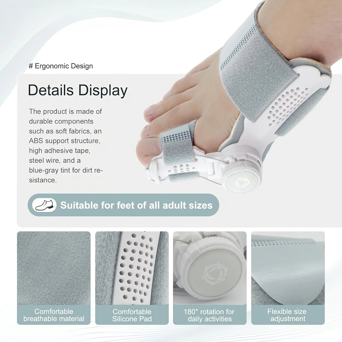 Rotatable Soft Big Toe Partition Buffer Pads, Flexible Foot Protective Cushion Sleeves Fit Left And Right Feet For Daily Home