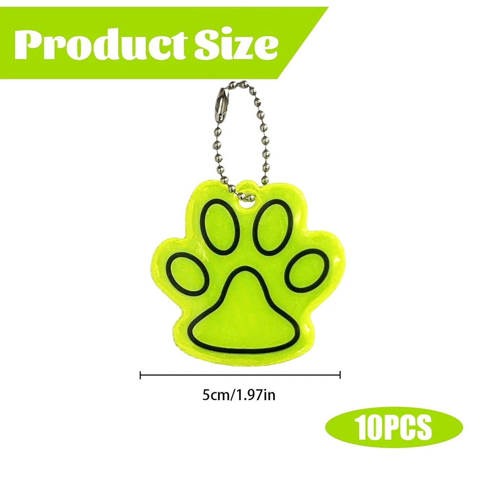 10PCS Cute Cat Paw Keychain Pet Double-sided Backpack Accessories Pendant