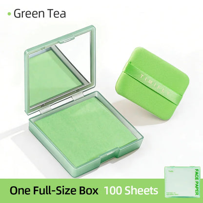 100Pcs Oil Blotting Paper Matting Face Oil Control Wipes Facial Oil Absorbing Sheet Portable Refillable Facial Blotter with Case