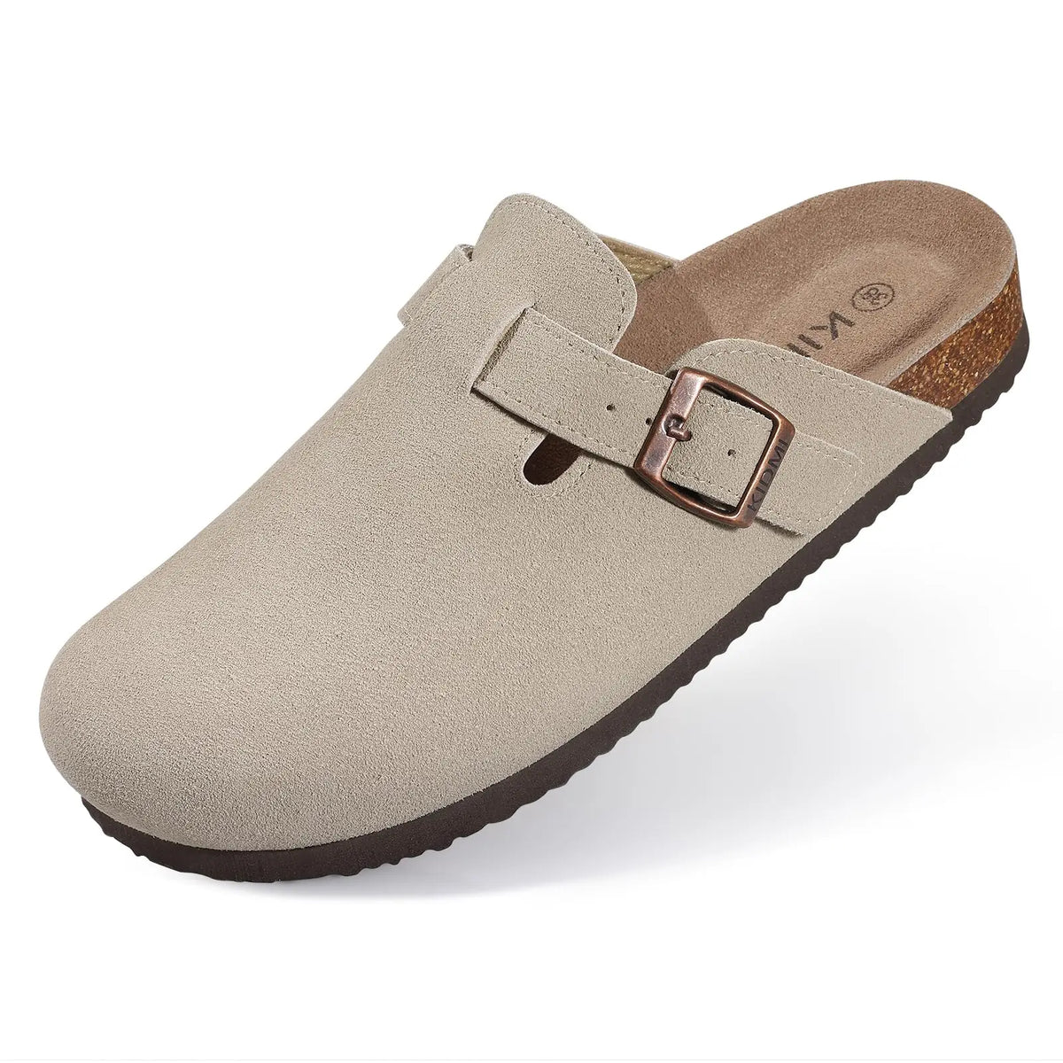 Shevalues Women's Suede Clogs Classic Cork Slippers Leather Mules Men Cork Footbed Sandals Comfort Beach Shoes with Arch Support