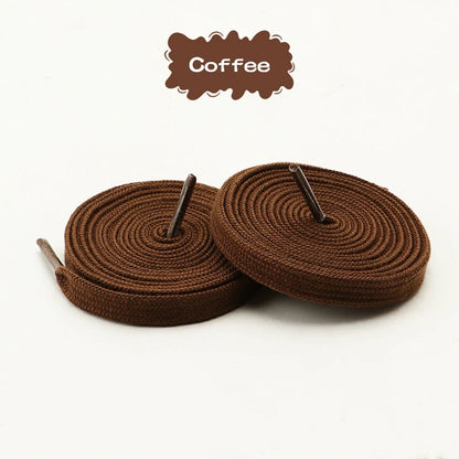 1Pair/3Pair Classic Solid-Color Flat Laces Premium Cotton Casual Shoelaces Sneaker 0.8cm Width Shoelace Length 100/120/140/160cm