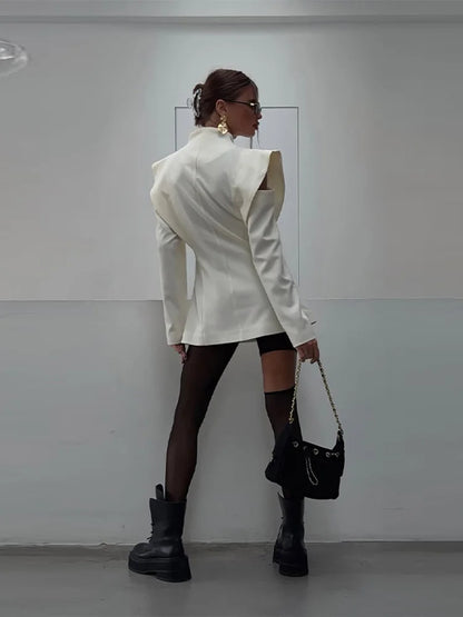 Chic Deconstructed Women's Blazer Modern Full Sleeve Waist-cinched Button Lady Jacket 2026 Fashion Autumn Female Highstreet Coat