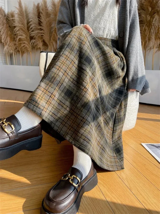 Women's Plaid Pleated A-Line Skirt