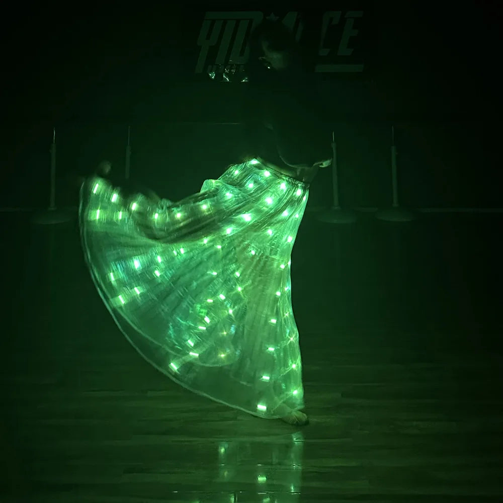 Ruoru Led Skirt Women Belly Dancing Light Up Skirt Long Tutu for Girls Festival Rave Accessories Dance Light Up Props Carnival