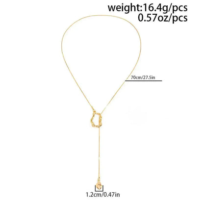 Unique Sexy Long Chain Geometric Pendant Choker Necklace for Women Vintage Adjustable Sweater Cross Chain Jewelry Gift
