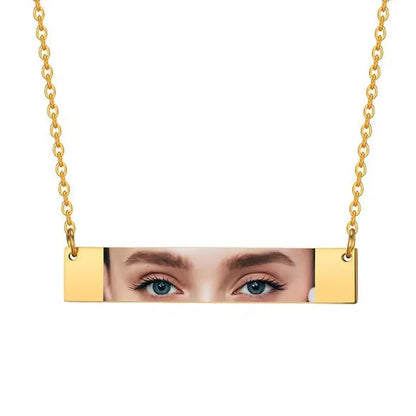 Personalized Eyes Necklace for Men Women Custom Eye Picture Pendant Necklace Engraving Name Necklaces Jewelry Gifts for Him Her