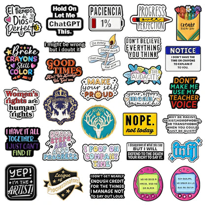 Funny Phrase Collection Enamel Pins Hold On Let Me Chat GPT This Low Battery I May Be Wrong But I Doubt It Brooches Jewelry Gift