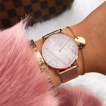 New Luxury Brand Women Watches Stainless Steel Mesh Strap Quartz Wrist Watches for Women Fashion Elegant Ladies Bracelet Clock