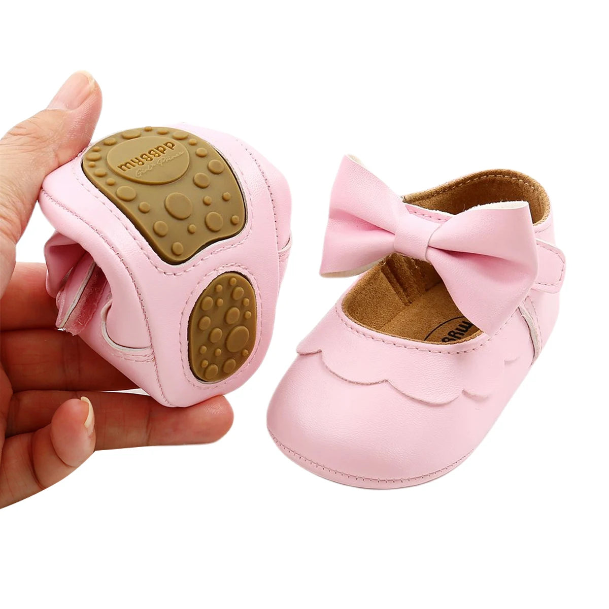 Baby Girls Flat Shoes, First Walker BowKnot Solid Soft Sole Shoes Newborn Girls Princess Shoes