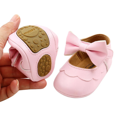 Baby Girls Flat Shoes, First Walker BowKnot Solid Soft Sole Shoes Newborn Girls Princess Shoes