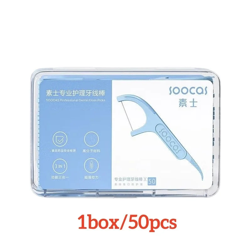 SOOCAS Professional Dental Flosser Ergonomic Design Safe Food Grade Teeth Stick Tooth Picks 50Pcs/Box Tooth Pick