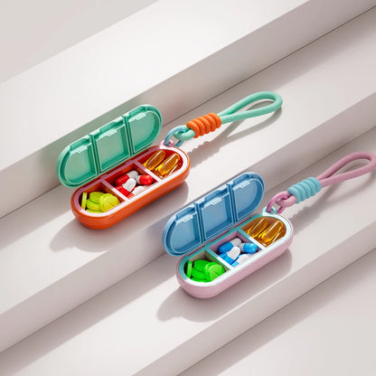 2026 Portable Colorful 3 Spaces Medicine Case Health Care Container Pill Box Splitters Travel Pill Box Tiny Box Easy to Carry