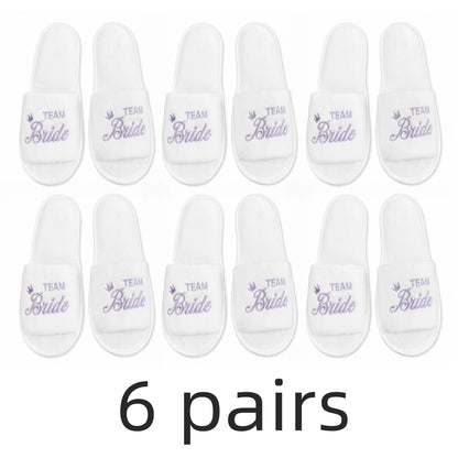 Bride & Bridesmaid, Wedding Party Guests Home Slip On Shoes Bridal Party Slippers Open-toe With Golden, Mint Green and Pink
