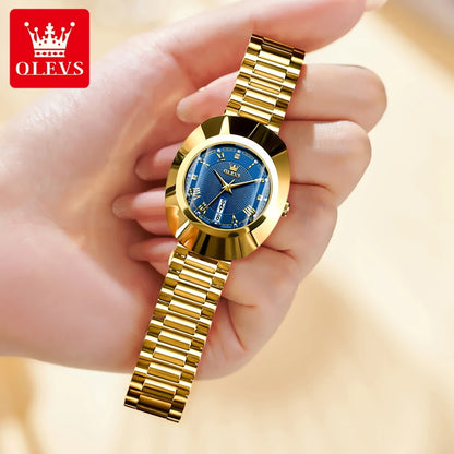 OLEVS Quartz Watch for Women Golden Tungsten Steel Luxury Elegant Waterproof Calendar High Quality Watch Women's Wristwatches