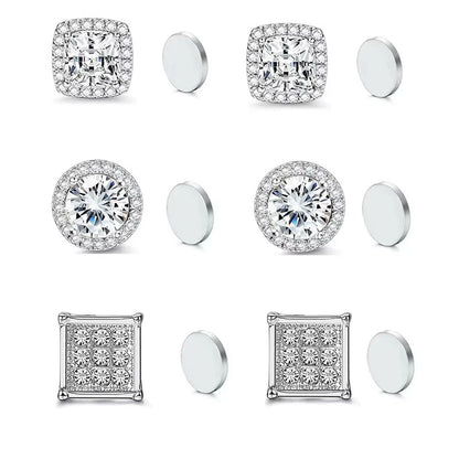 ZAKOL New 1 Pair Buling Cubic Zirconia Stainless Steel Magnetic Ear Clip Simple Fashion No Piercing Stud Earrings for Women Men