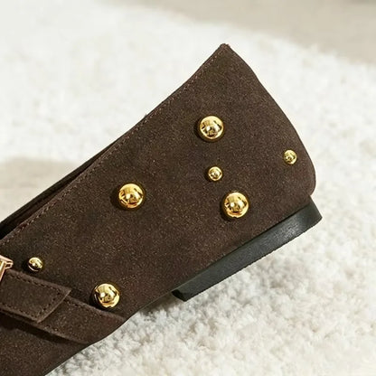 Women's Studded Buckle-Strap Mary Jane Flats