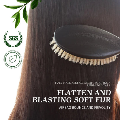 Personalized Boar Bristles Hair Brush Black Color Anti Static Massage HairBrush USA Oak Wood Hair Comb For Long Short Hair Care