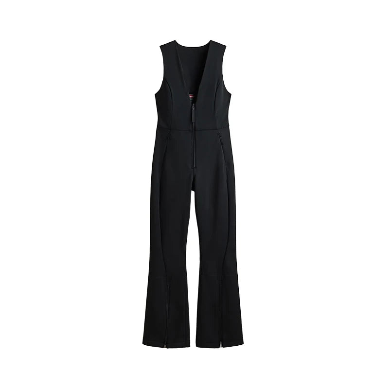 Warm Women's Skiwear Jumpsuit With Belt Stand Collar Full Sleeve Zipper Straight Thicken Jumpsuits 2026 Winter Lady Chic Clothes