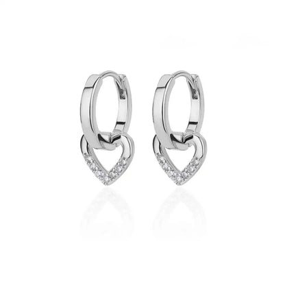 Hollow Zircon Heart Earrings For Women Stainless Steel Gold Color Heart Earring Luxury Wedding Couple Jewelry Gift Free Shipping