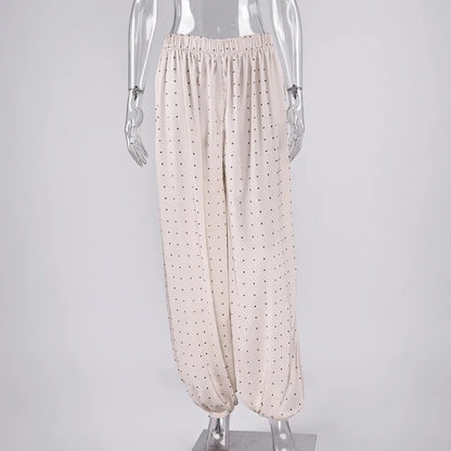 Tsiisd Commuting Printing Dot Women's Pants High Waist Straight-Leg Trousers Casual New Elegant Office Work Women's Pants 2026
