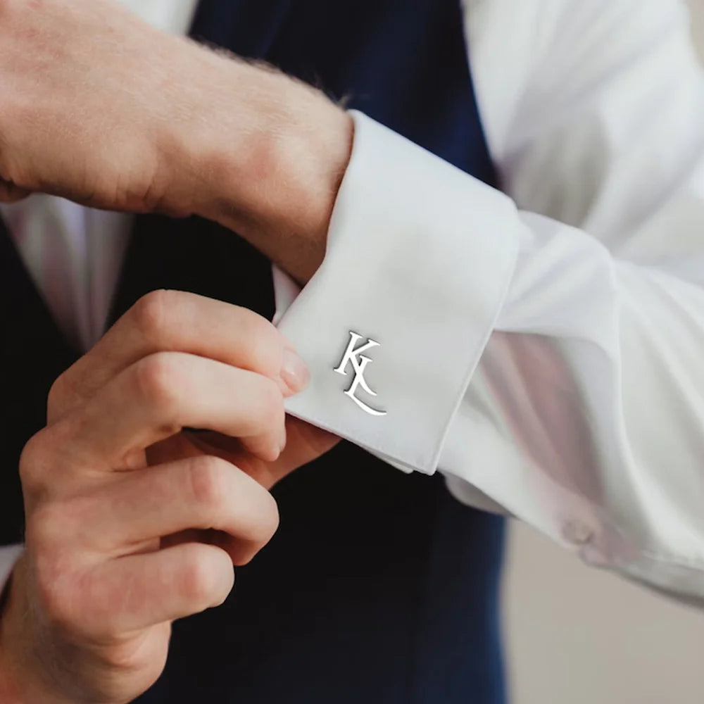 Customized Groom Cufflinks, Groom Gifts, Men's Personalized First Letter Cufflinks, Stainless Steel Jewelry Best Man Gifts
