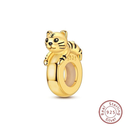 Hot Sales 925 Sterling Silver Golden Series Charms Leopard Little Bear Starfish Bow Bead Fit Original Bracelet DIY Women Jewelry