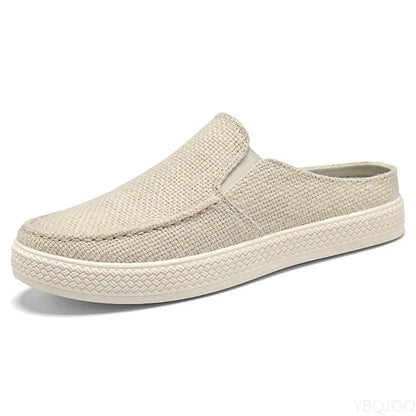 Summer breathable solid color versatile and comfortable one foot men's cloth shoes casual lightweight half drag loafers