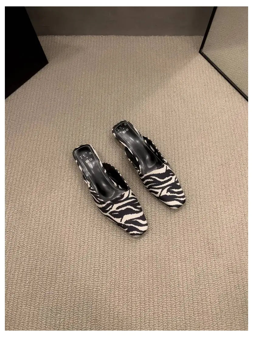 Women's Square-Toe Low-Heel Mules
