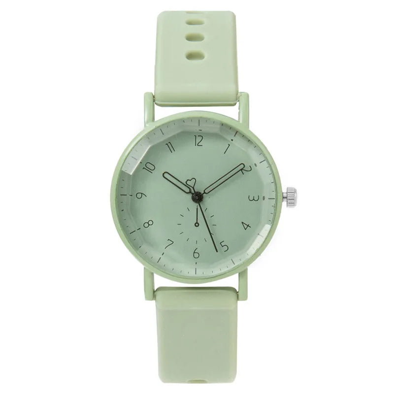Fashion Candy Color Silicone Band Women Quartz Watch Arabic Dial Girls Students Wristwatch
