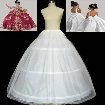 White Petticoats for Children Ball Gown Wedding Flower Girl Dress 2/3 Hoops Crinoline Puffy Kids Slip High Quality Underskirt