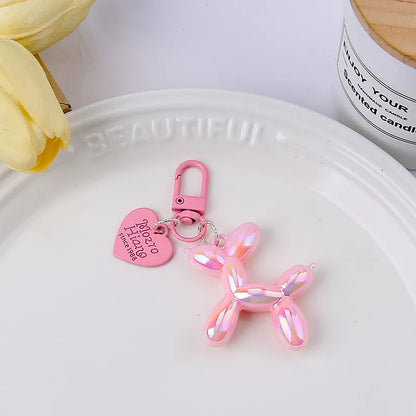 Cute Acrylic Cartoon Balloon Dog Keychains For Women Girls Bag Pendant Car Key Chains Fashion Jewelry Gift Decoration Accessory