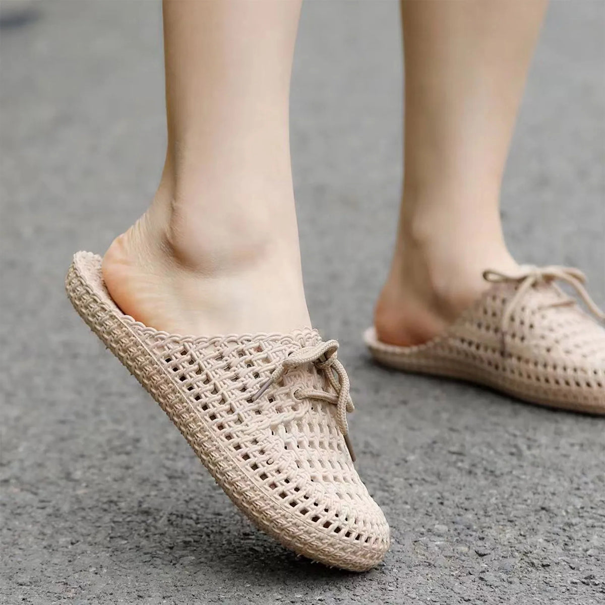 Lace Up Slippers Women Flat Sandals Summer Vacation Beach Shoes Daily Home Non Slip Soft Slippers Ladies Sandalias Mujer