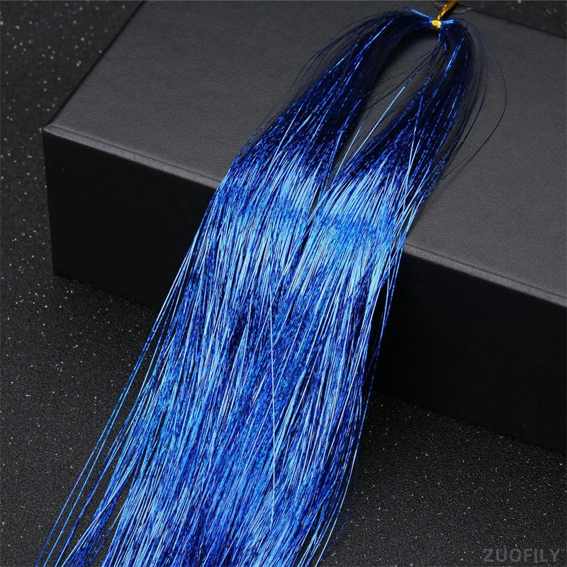 Laser Holographic Hair Tinsel Extensions Rainbow Metallic Shiny Glitter Hair Strand Sparkly Synthetic Hair for Braiding Festival