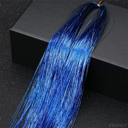 Laser Holographic Hair Tinsel Extensions Rainbow Metallic Shiny Glitter Hair Strand Sparkly Synthetic Hair for Braiding Festival