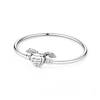 Original 925 Sterling Silver Bracelets Bangles Love Heart Clip Charms Beads Snake Chains For Women Rose Gold DIY Luxury Jewelry