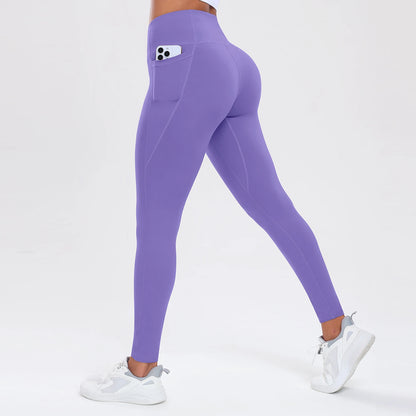 Women Butt Lifting Fitness Leggings With Pockets Tummy Control Sports Pant High Waist Fitness Tights Gym Clothing Sportswer