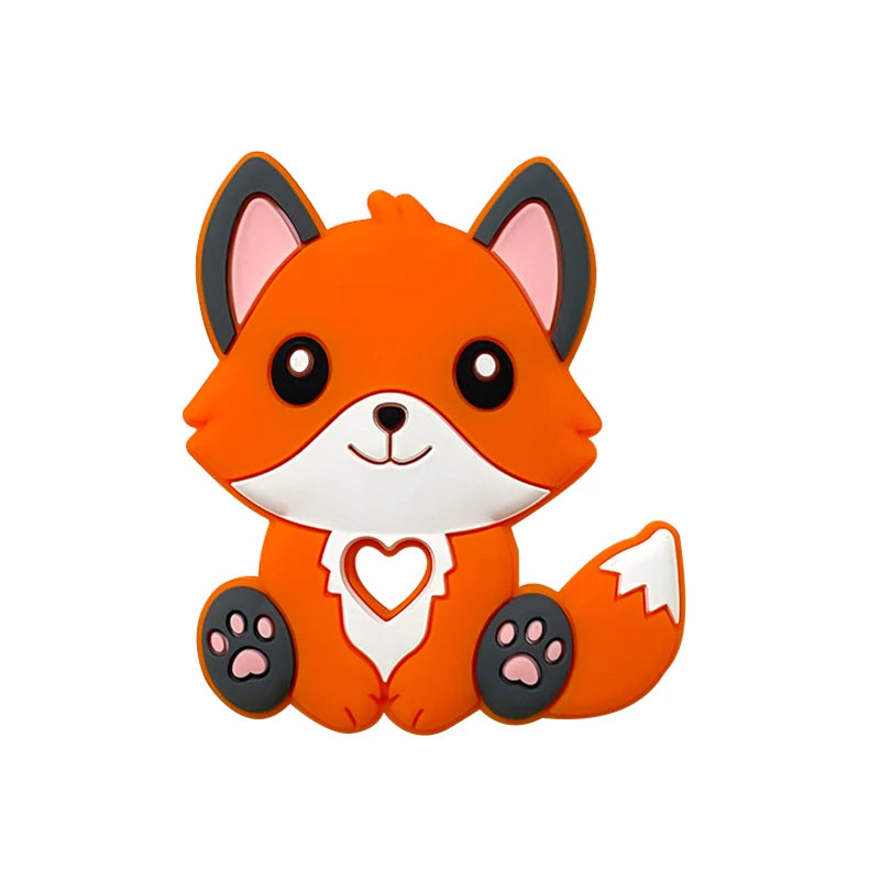 1/3/10pcs New Silicone Teether Cartoon  Squirrel Head Animal Food Grade DIY Baby Teething Teether Toy Accessories Ring