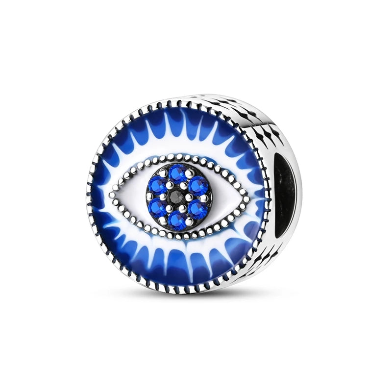 100% Real 925 Silver Classic Devil's Eye Charms Beads For Women Fit Original Qikaola Bracelets Fine DIY Jewelry Making