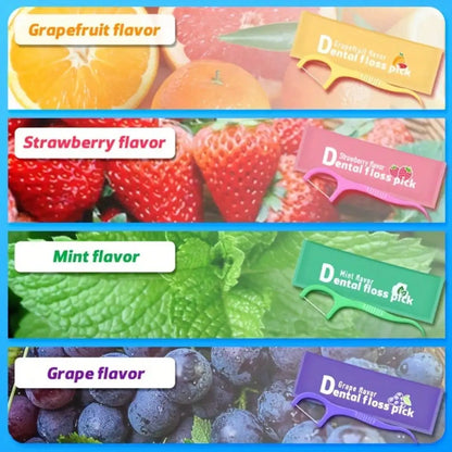 100 Count Per Box Individually Packaged Disposable Portable Fruit Flavored Mint Dental Floss Sticks Toothpick Thread Interdental