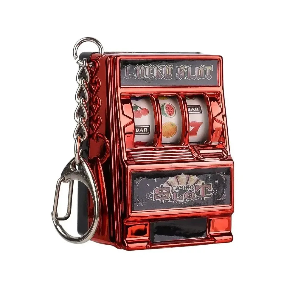 Mini Gambling Slot Machine Key Chains Creative Arcade Pocket Fruit Lucky Jackpot Gadget Antistress  Funny Games Keychain Ring