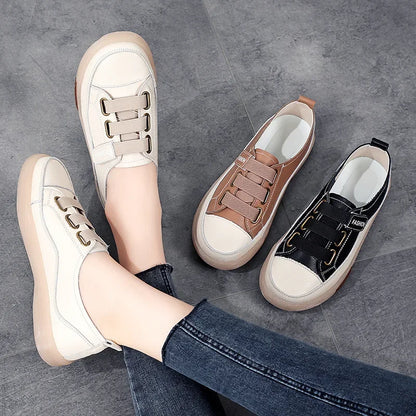 Women's Stitched Strap-Fastening Casual Shoes
